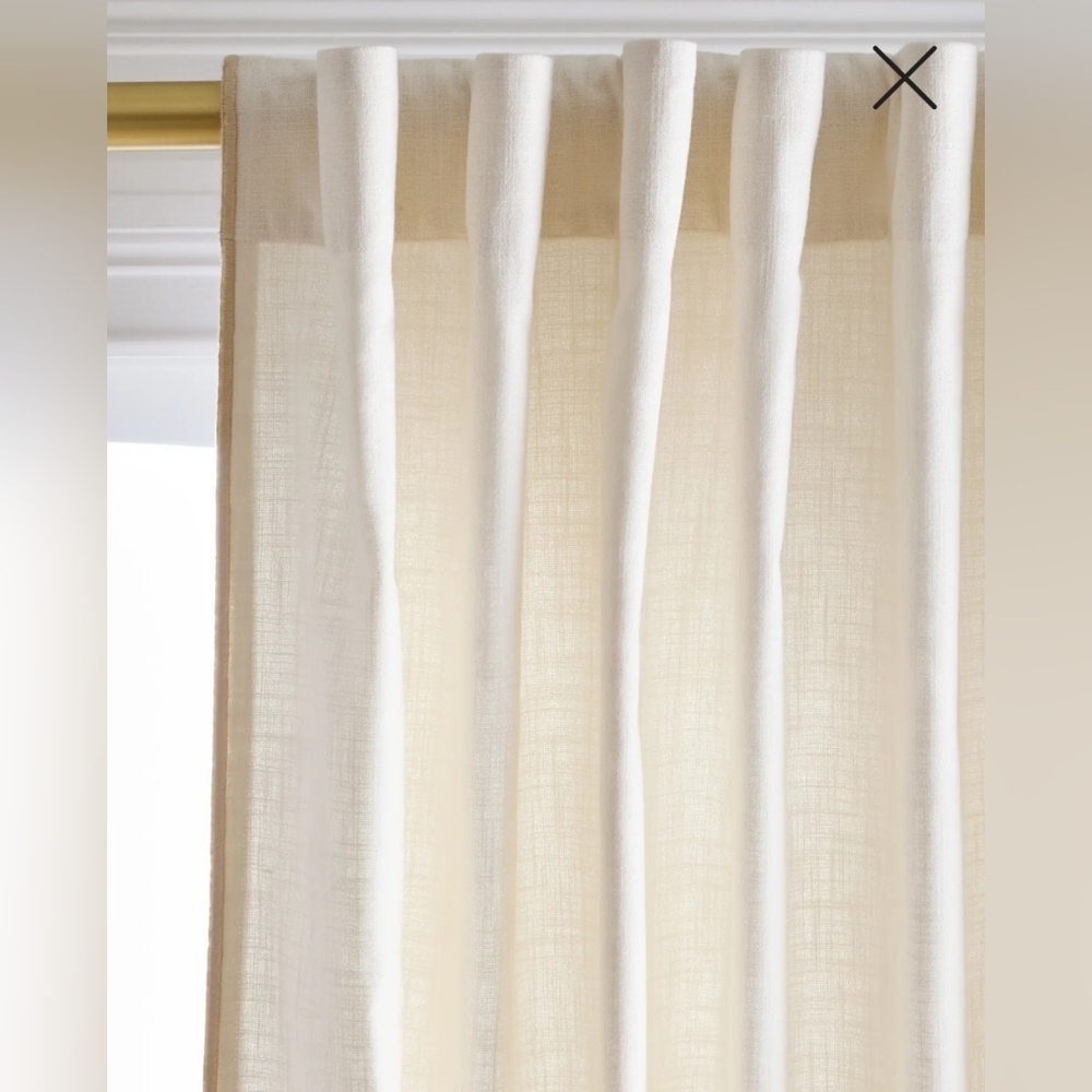 NWT! Quince 100% Cotton Piped Edge Filtering Curtains, 48" x 108" 2 Panels (G13) - Picture 2 of 13